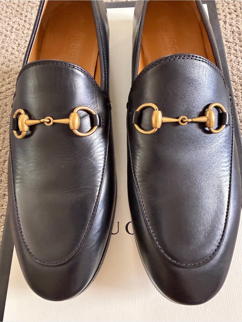 Gucci Jordan Black Leather Horsebit Loafers - Women
